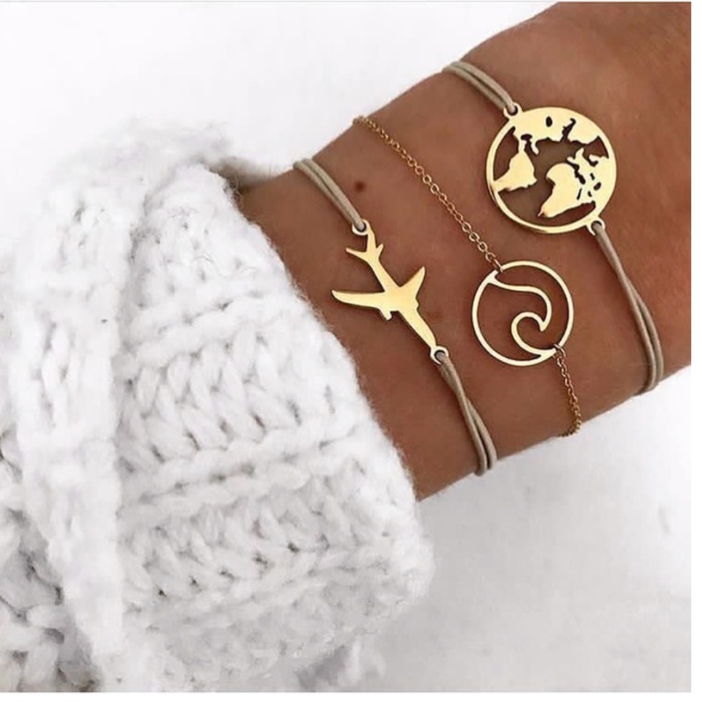 3/$30 3 Piece Layering Travel Bracelet World Ocean